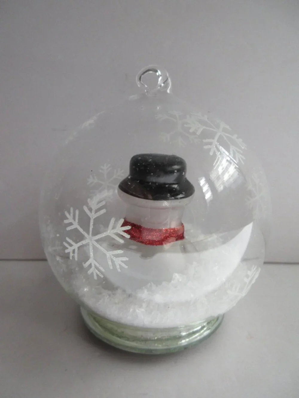 Handblown Christmas Ornament Glass Globe Snowman Color Changing LED Light Up